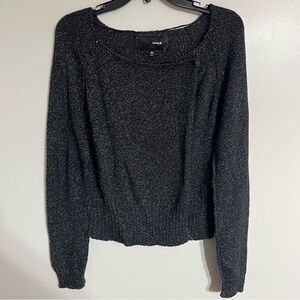 Hurley‎ Women's Wrap Sweater Black & White Size Medium Boat Neck Long Sleeve